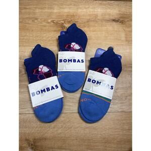 New 3 Pairs Bombas Ankle Socks Floral Print Blue Medium